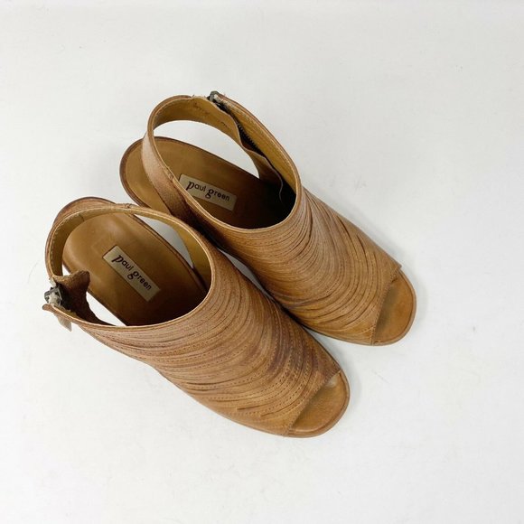 Paul Green Cayanne Leather Cut Out Booties US 7 Brown Peep Toe UK 4.5 - Picture 2 of 10